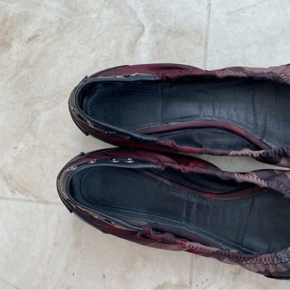 Burberry Made in Italy Nova Check Print Nylon Leather Round Toe Ballet Flats 7 - Picture 9 of 11